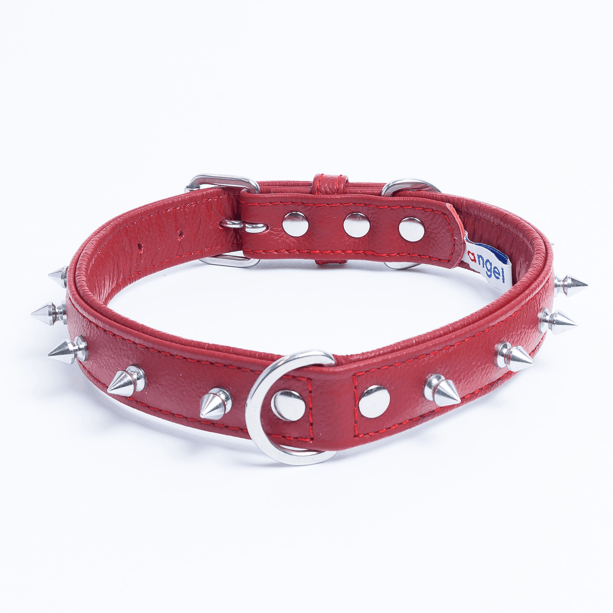 Rotterdam Spiked Genuine Leather Dog Collar Angle Pet Supplies